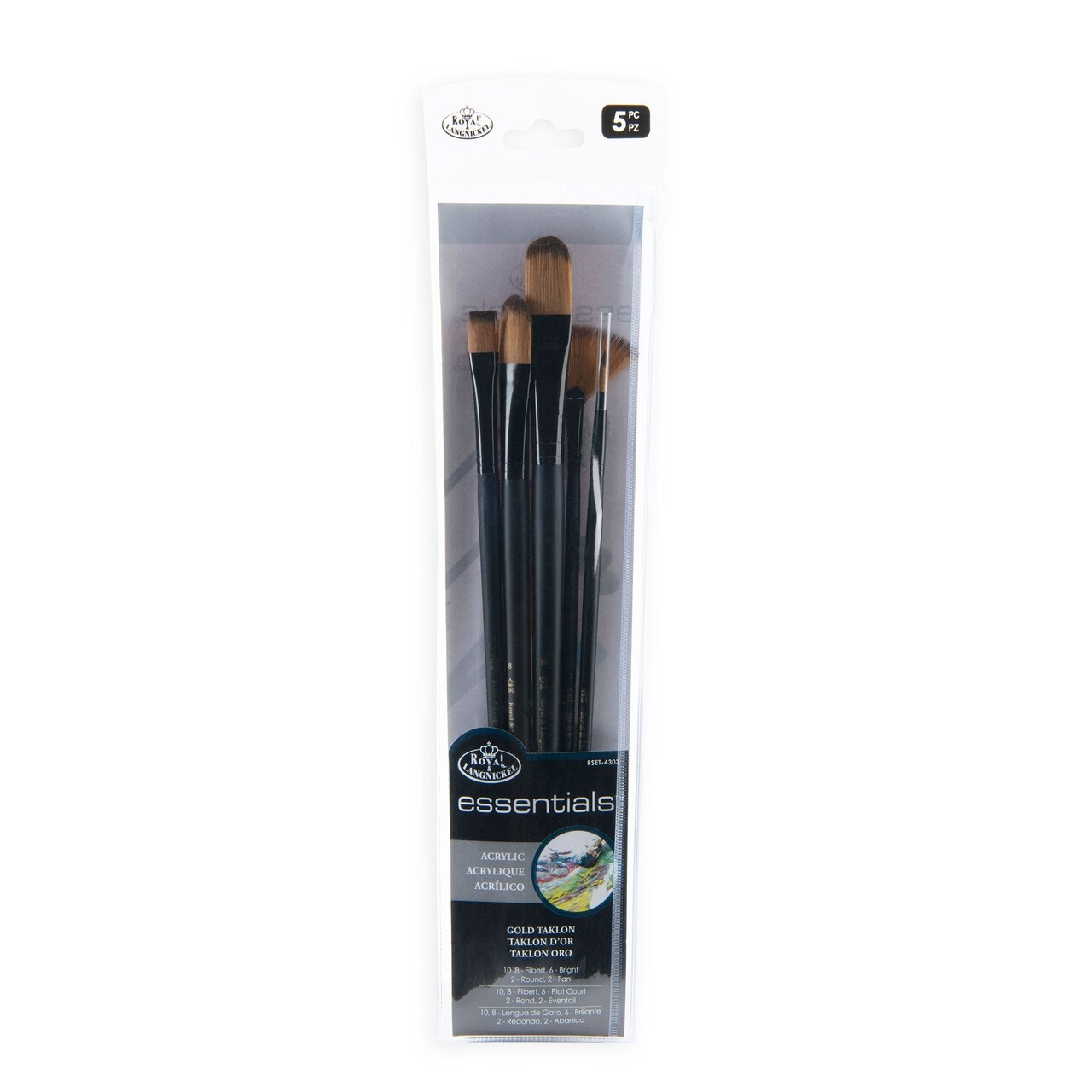 RSET-4303 | Essentials™ 5pc Gold Taklon Variety Brush Set 4303